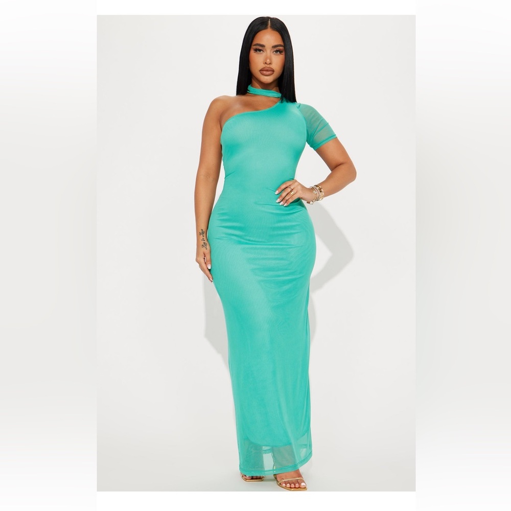 Fashion Nova Vacation Ready Mesh Maxi Dress - Mint
